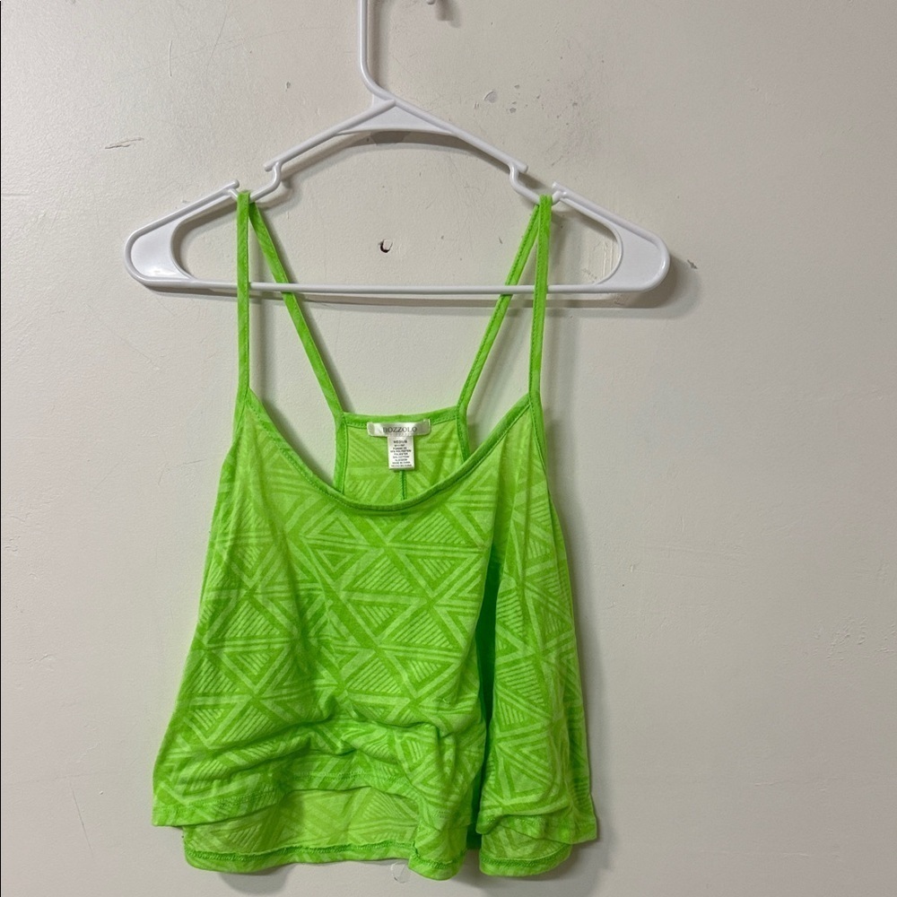 Bozzolo Bright Green Patterned Tank Top Y2K